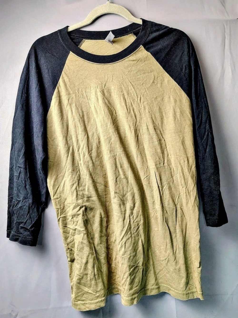 Next Level Color Block Raglan Tee Yellow Black Size Large